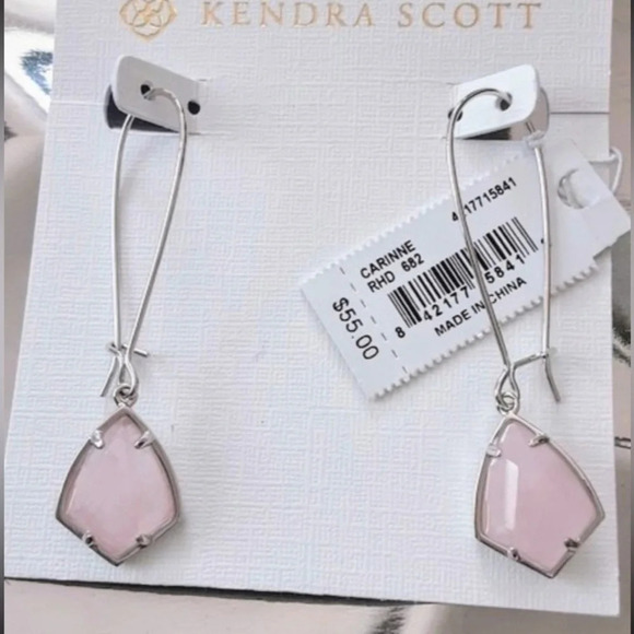 KENDRA SCOTT SET Genuine Rose Quartz Earrings & Pendant Necklace Classic NEW NWT - Picture 7 of 11